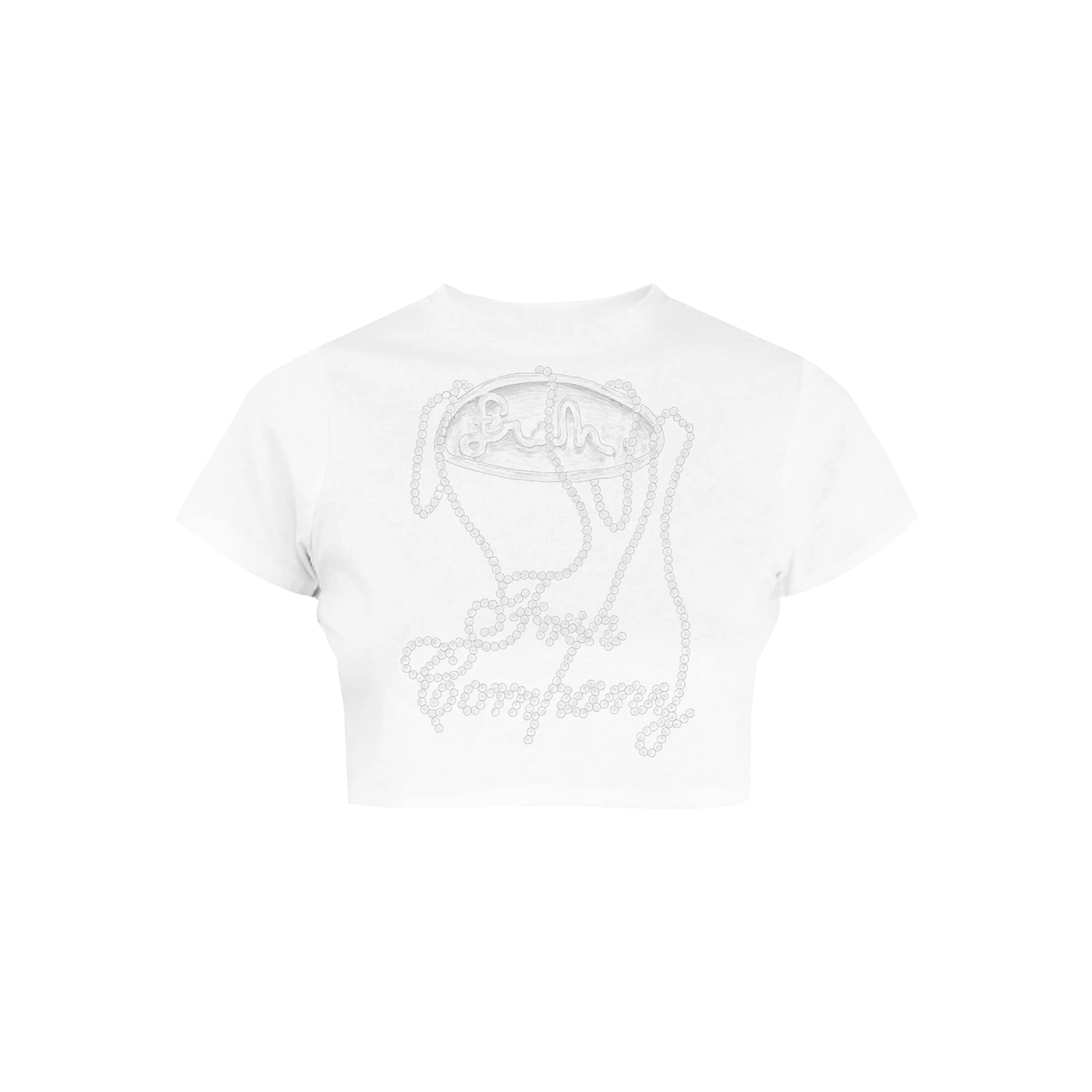 FRSH OVAL PEARLS CROP TOP TEE